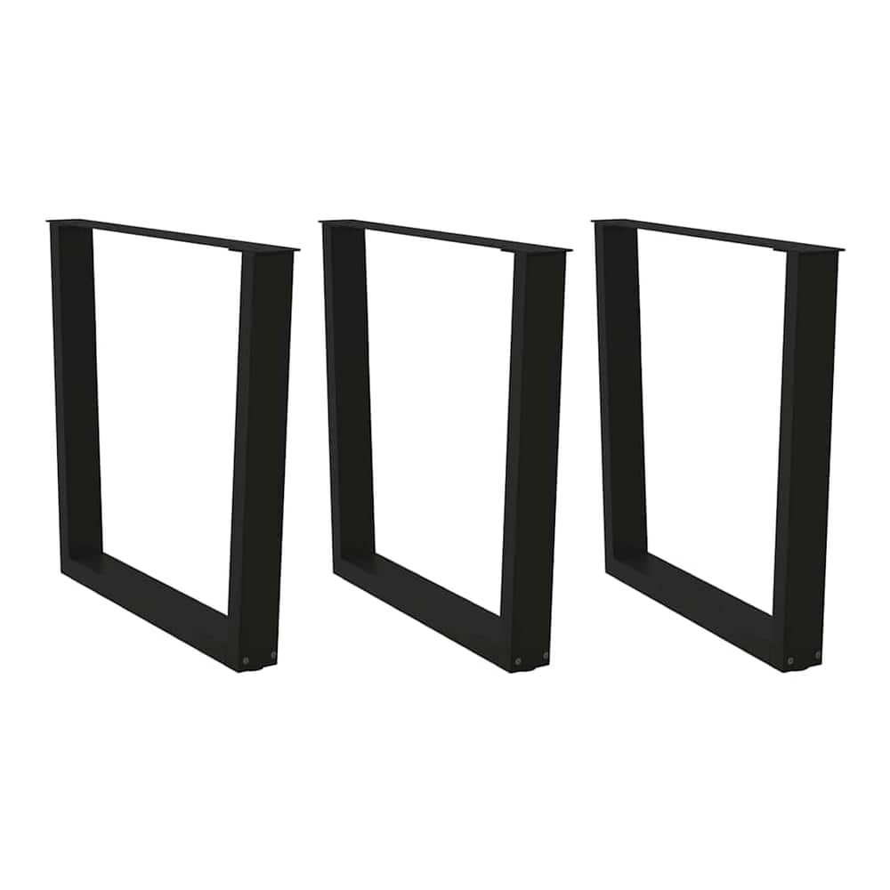 Dining Table Legs V-Shape Steel 3 pcs Black 90 x (72-73.3) cm