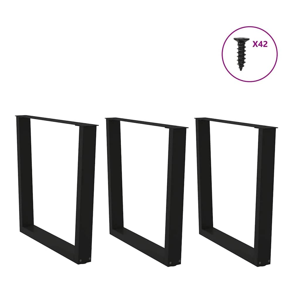 Dining Table Legs V-Shape Steel 3 pcs Black 90 x (72-73.3) cm