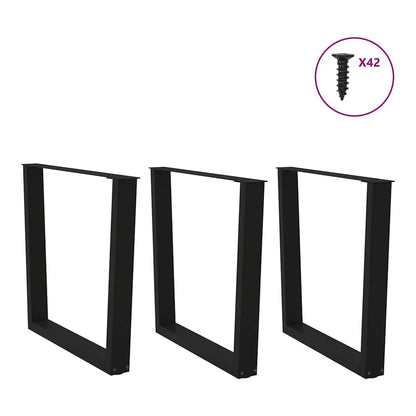 Dining Table Legs V-Shape Steel 3 pcs Black 90 x (72-73.3) cm