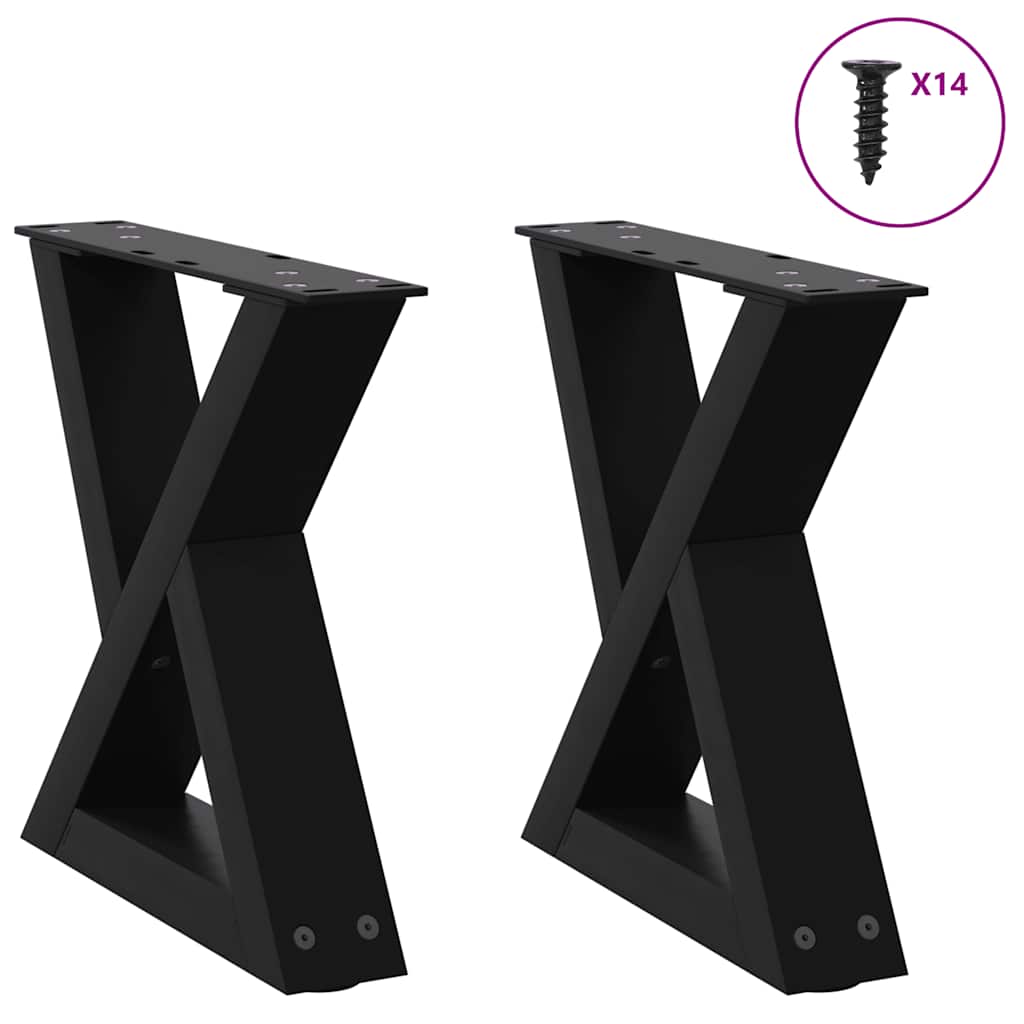 vidaXL Coffee Table Legs 2 pcs Black 30x(30-31.3) cm Steel 1