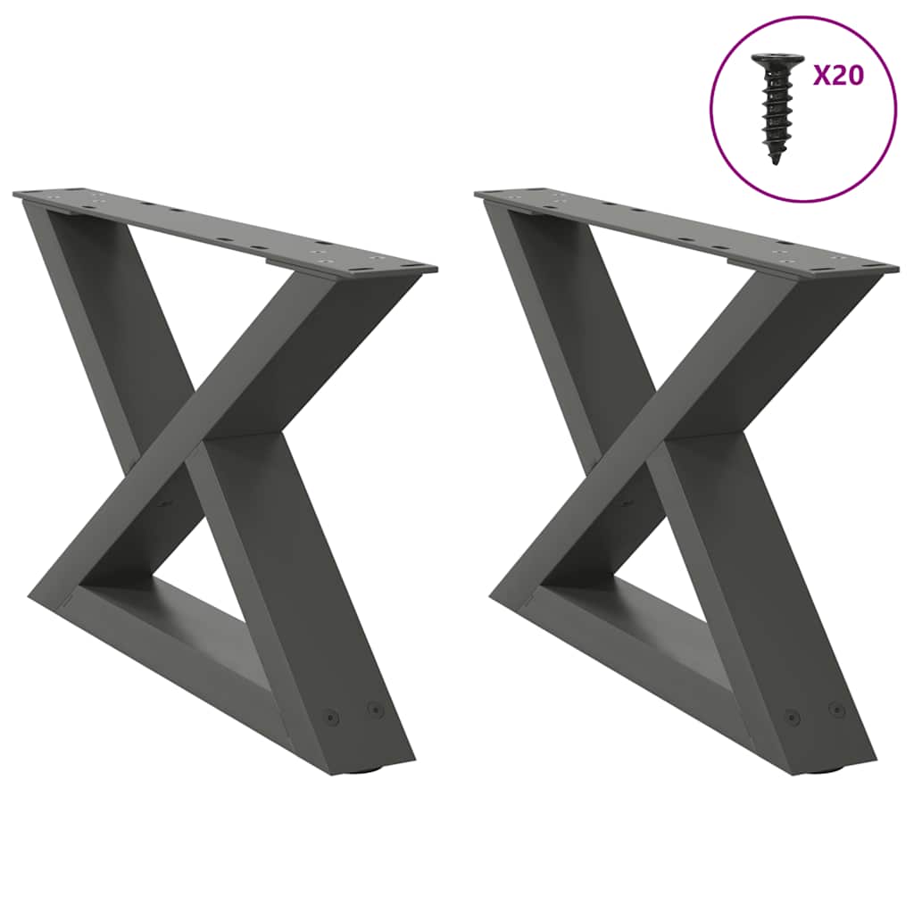 vidaXL Coffee Table Legs 2 pcs Anthracite 50x(30-31.3) cm Steel 1