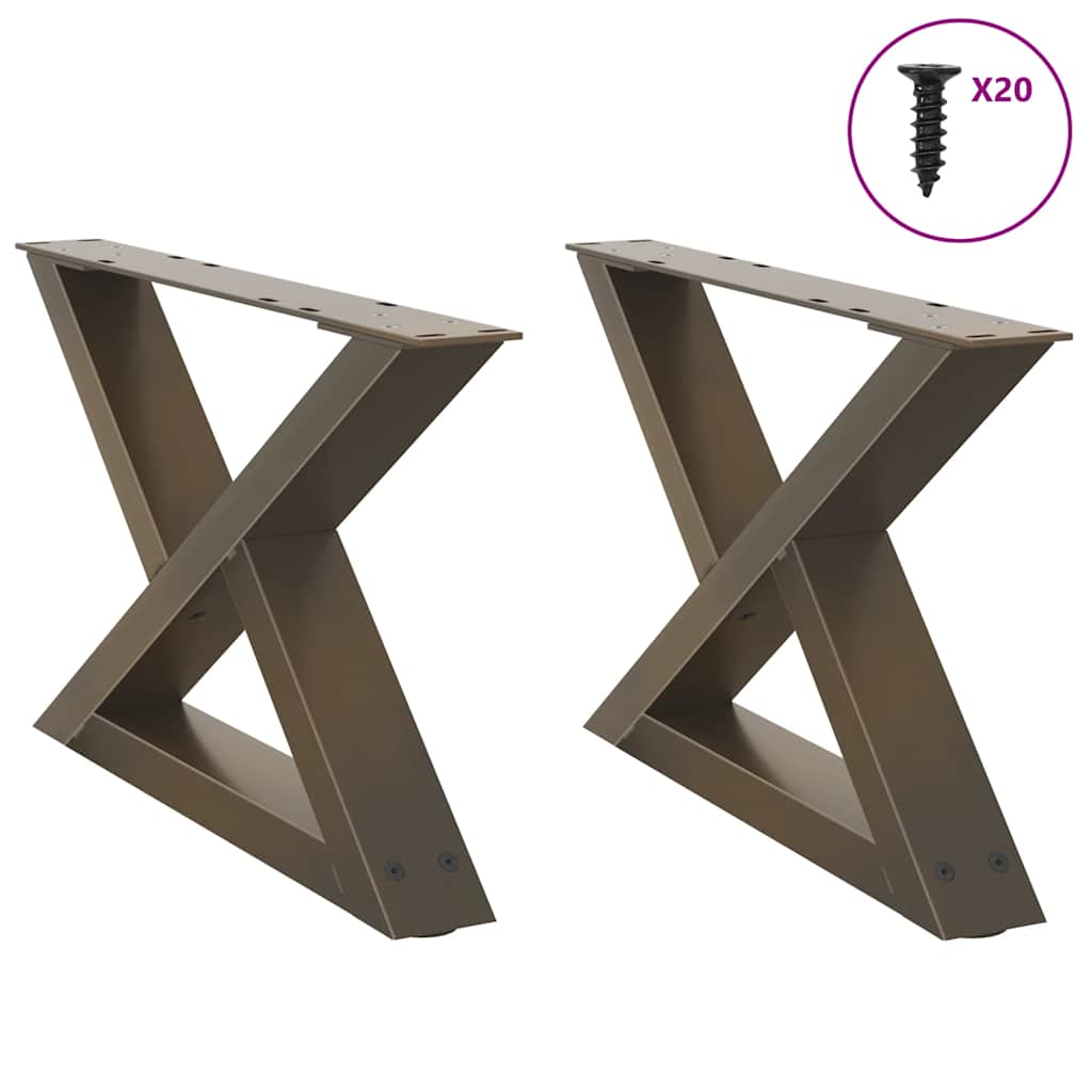 vidaXL Coffee Table Legs 2 pcs Natural Steel 60x(30-31.3) cm Steel 1
