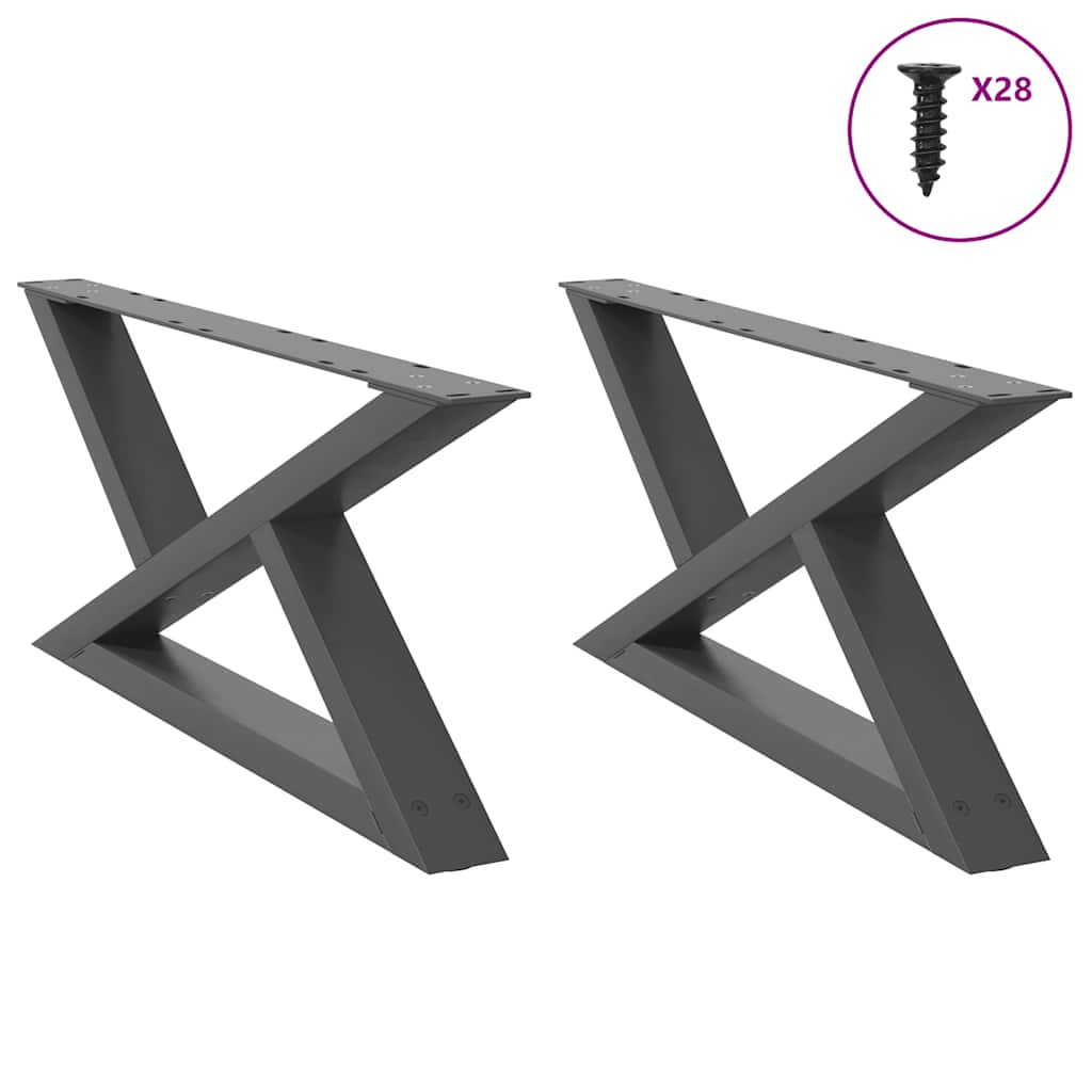 vidaXL Coffee Table Legs 2 pcs Anthracite 70x(30-31.3) cm Steel 1