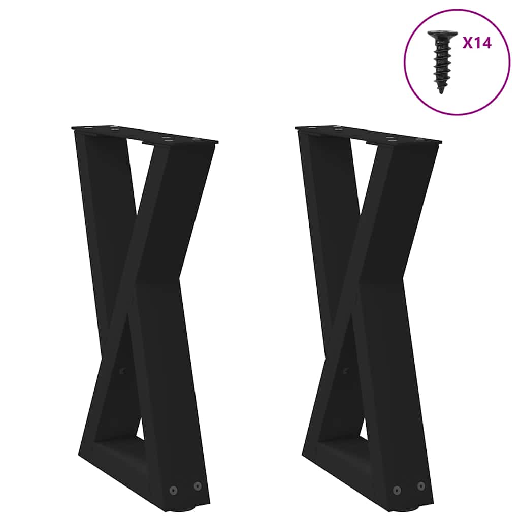 vidaXL Coffee Table Legs 2 pcs Black 28x(42-43.3) cm Steel 1