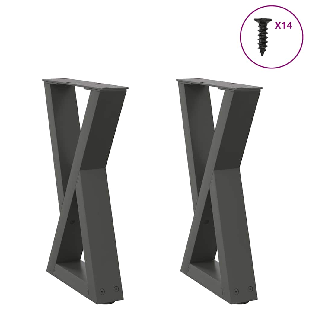 vidaXL Coffee Table Legs 2 pcs Anthracite 28x(42-43.3) cm Steel 1