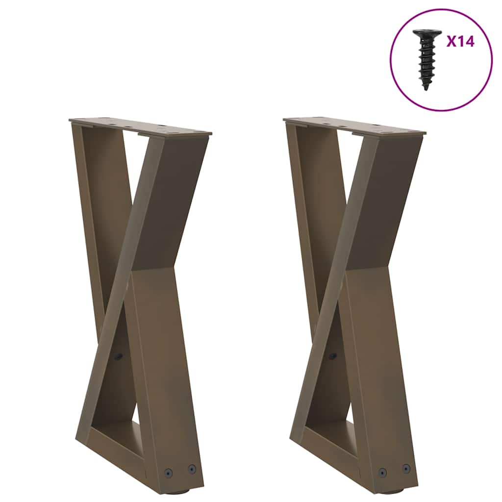 vidaXL Coffee Table Legs 2 pcs Natural Steel 38x(42-43.3) cm Steel 1