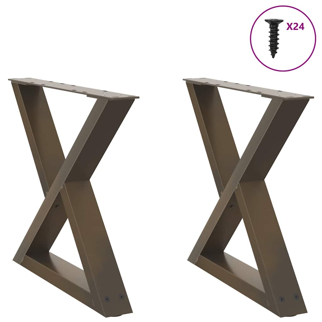 vidaXL Coffee Table Legs 2 pcs Natural Steel 60x(42-43.3) cm Steel 1