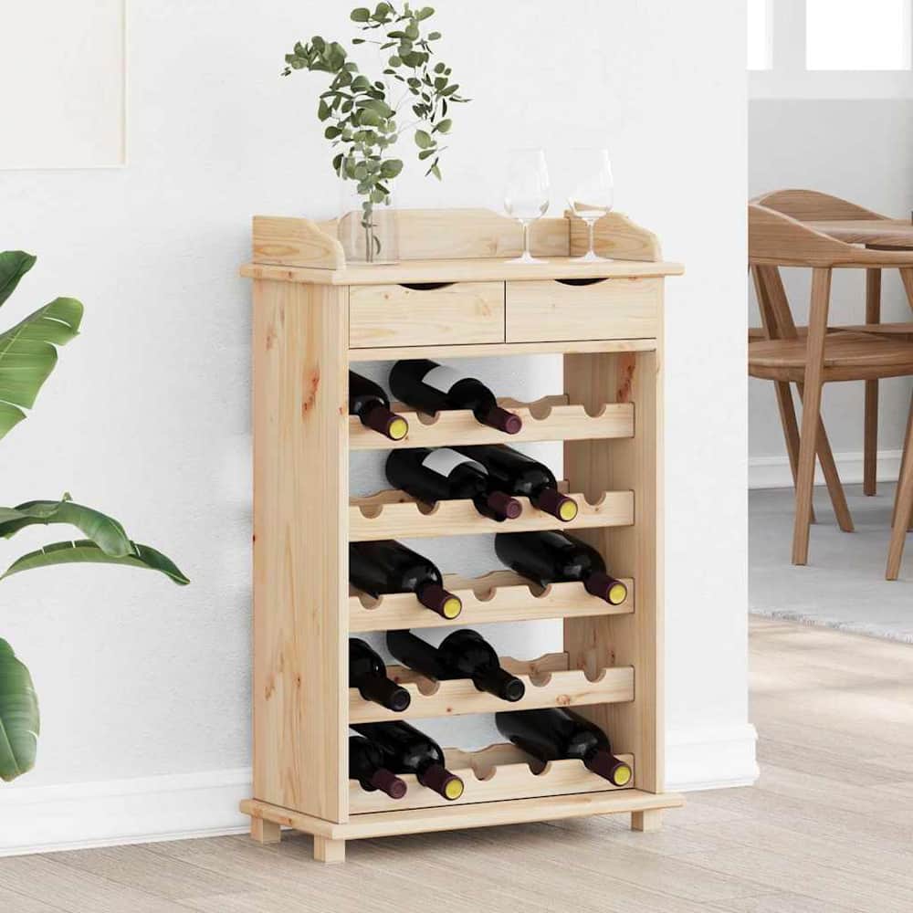 Wine Rack 58 x 28 x 90 cm Solid Pine Wood Natural