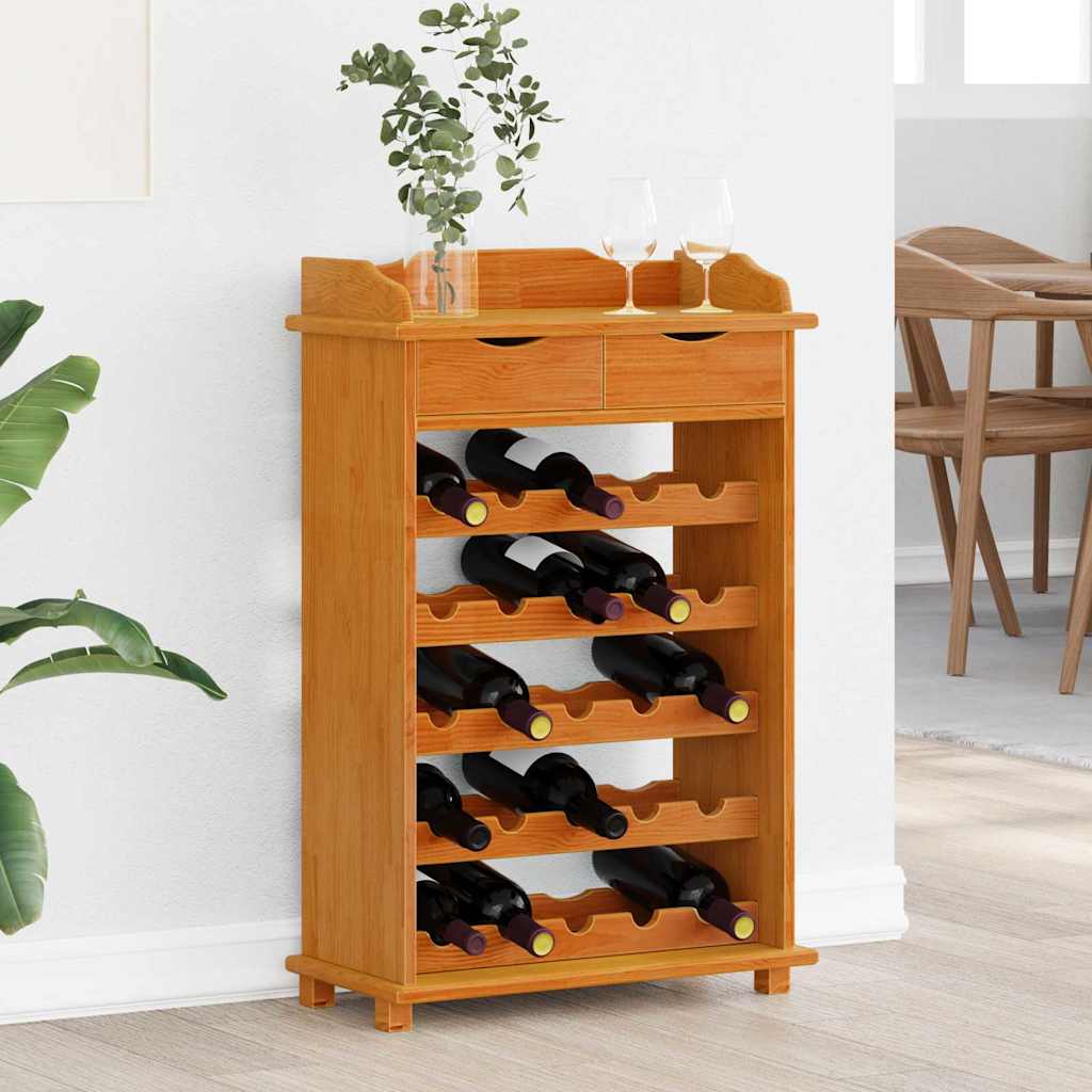 vidaXL Wine Rack Brown 58 x 28 x 90 cm Solid Pine Wood 1