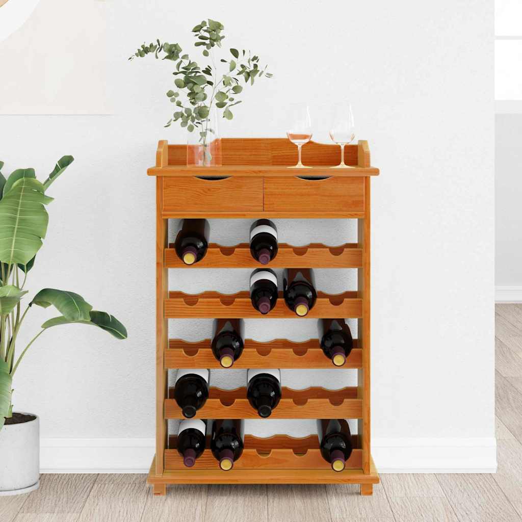 vidaXL Wine Rack Brown 58 x 28 x 90 cm Solid Pine Wood 4