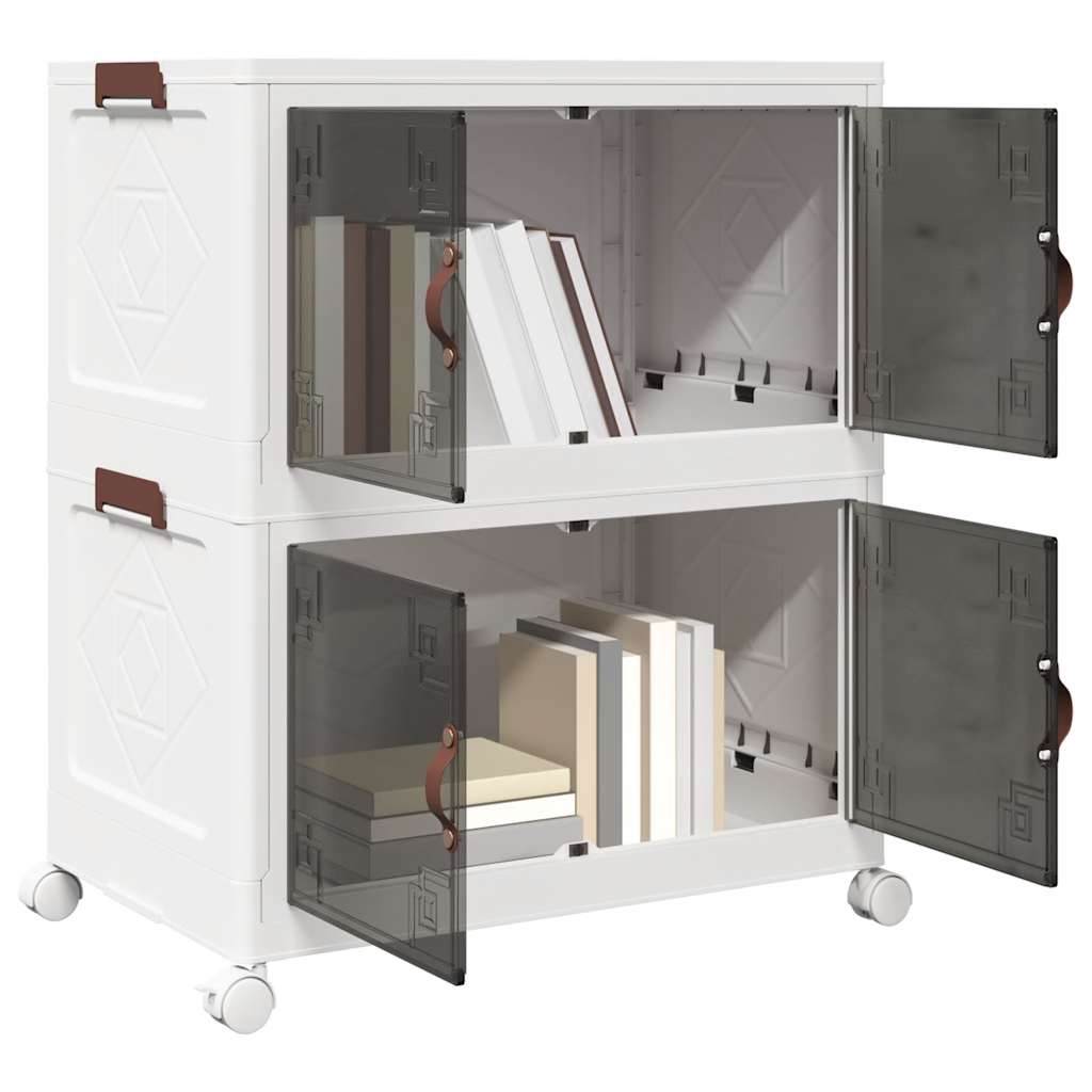 vidaXL Stackable Storage Box with Wheels 2-Tier 75 L 64x40x76 cm 1