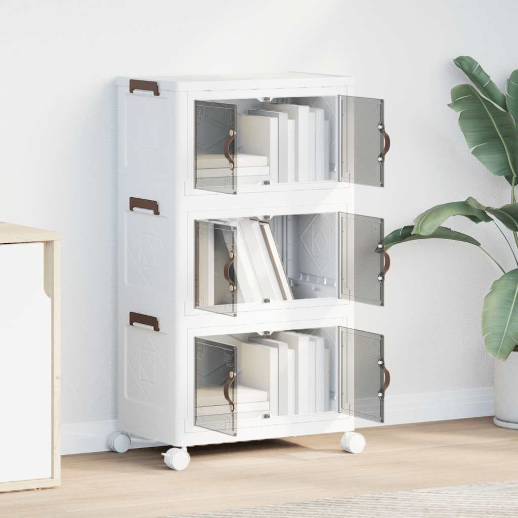vidaXL Stackable Storage Box with Wheels 3-Tier 28 L 48.5x29.5x86 cm 3