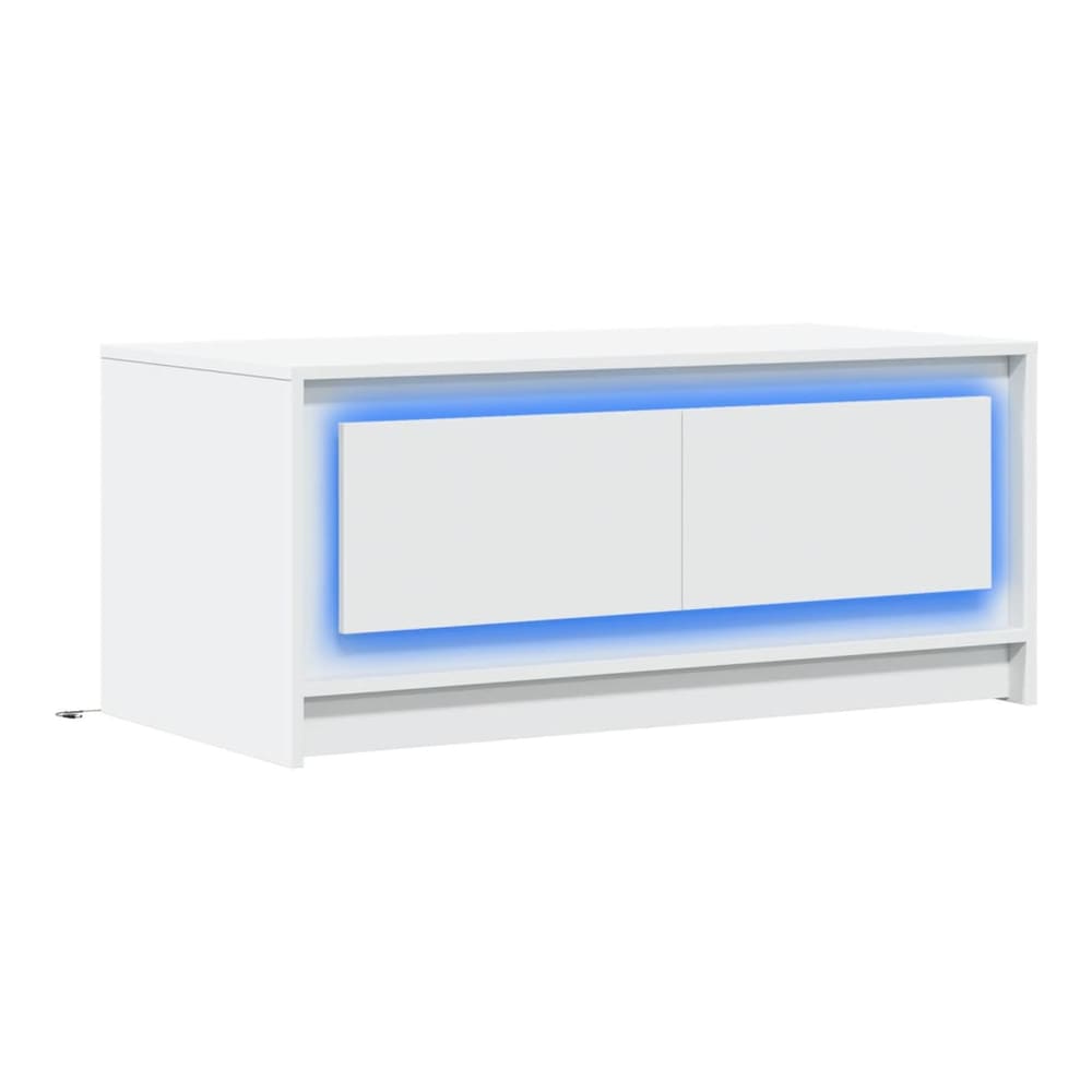 Coffee Table with LED Lights Engineered Wood White