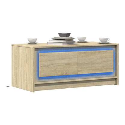 Coffee Table with LED Lights Engineered Wood Sonoma oak