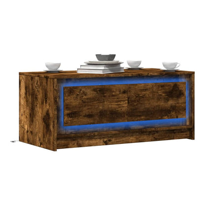 Coffee Table with LED Lights Engineered Wood Smoked oak