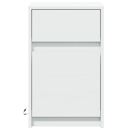 vidaXL Bedside Cabinet with LED Lights White Engineered Wood 6