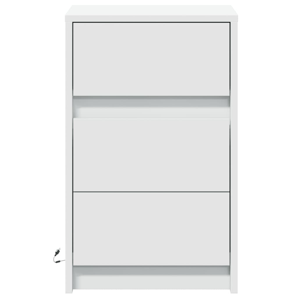 vidaXL Bedside Cabinet with LED Lights White Engineered Wood 6