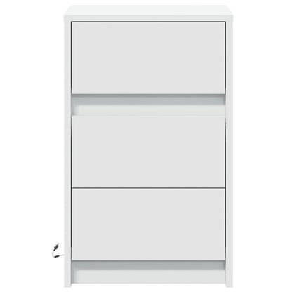 vidaXL Bedside Cabinet with LED Lights White Engineered Wood 6