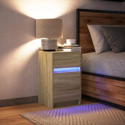 vidaXL Bedside Cabinet with LED Lights Sonoma Oak Engineered Wood 5