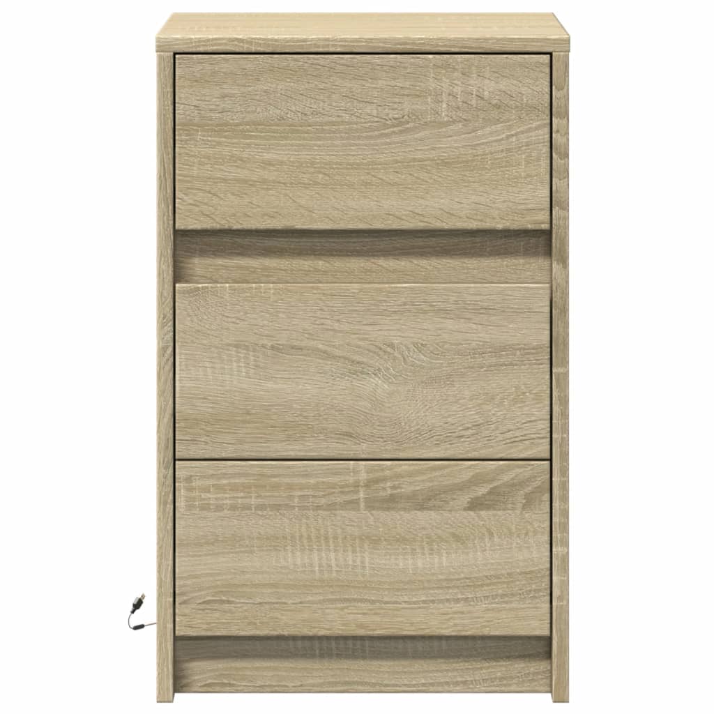 vidaXL Bedside Cabinet with LED Lights Sonoma Oak Engineered Wood 6