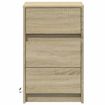 vidaXL Bedside Cabinet with LED Lights Sonoma Oak Engineered Wood 6