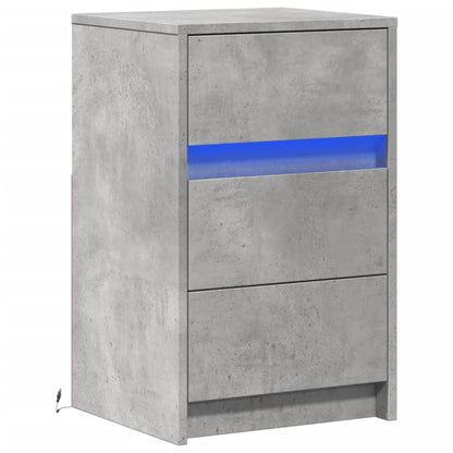 vidaXL Bedside Cabinet with LED Lights Concrete Grey Engineered Wood 3