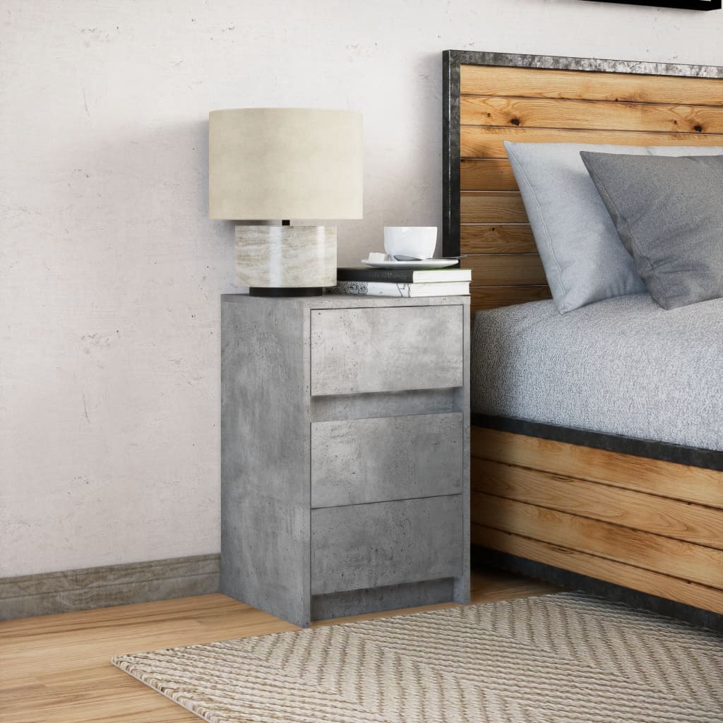 vidaXL Bedside Cabinet with LED Lights Concrete Grey Engineered Wood 4