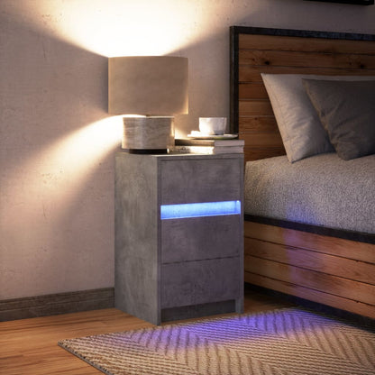 vidaXL Bedside Cabinet with LED Lights Concrete Grey Engineered Wood 5