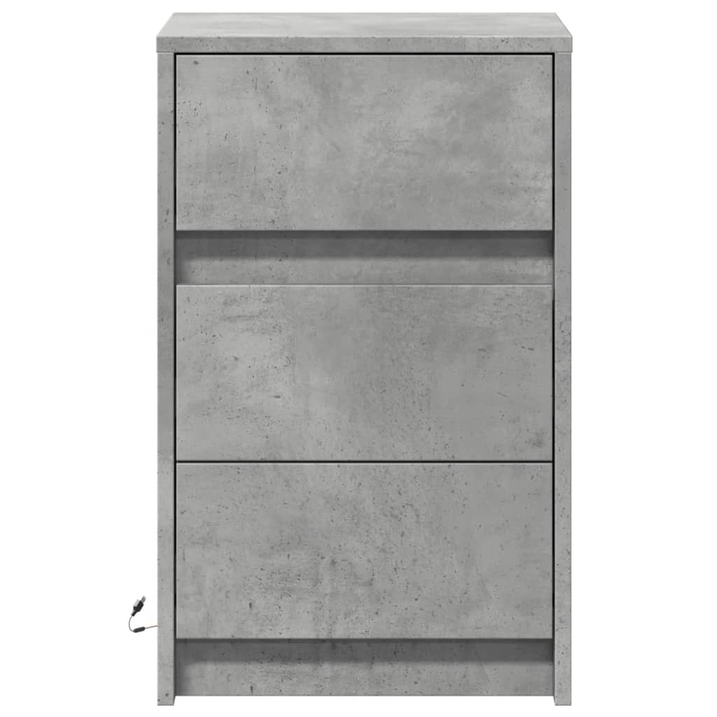 vidaXL Bedside Cabinet with LED Lights Concrete Grey Engineered Wood 6