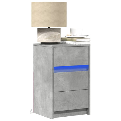 vidaXL Bedside Cabinet with LED Lights Concrete Grey Engineered Wood 1