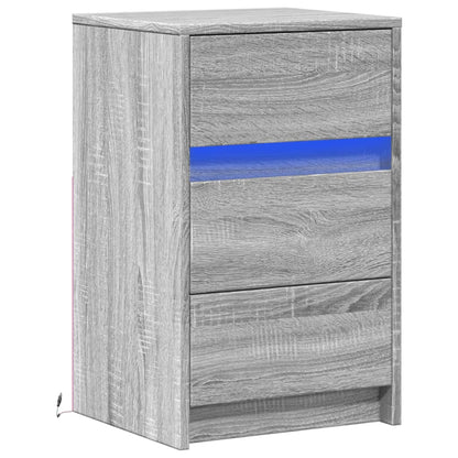 vidaXL Bedside Cabinet with LED Lights Grey Sonoma Engineered Wood 3