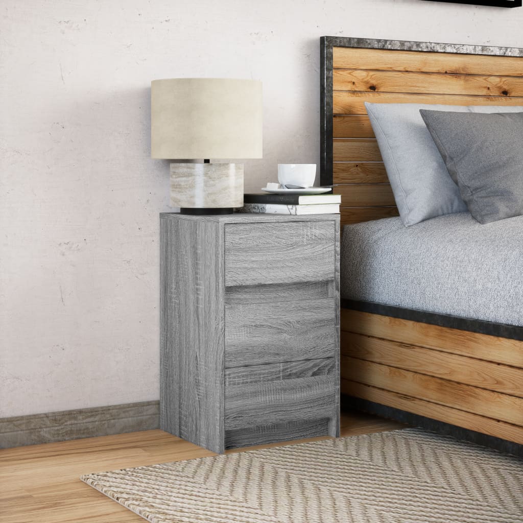 vidaXL Bedside Cabinet with LED Lights Grey Sonoma Engineered Wood 4