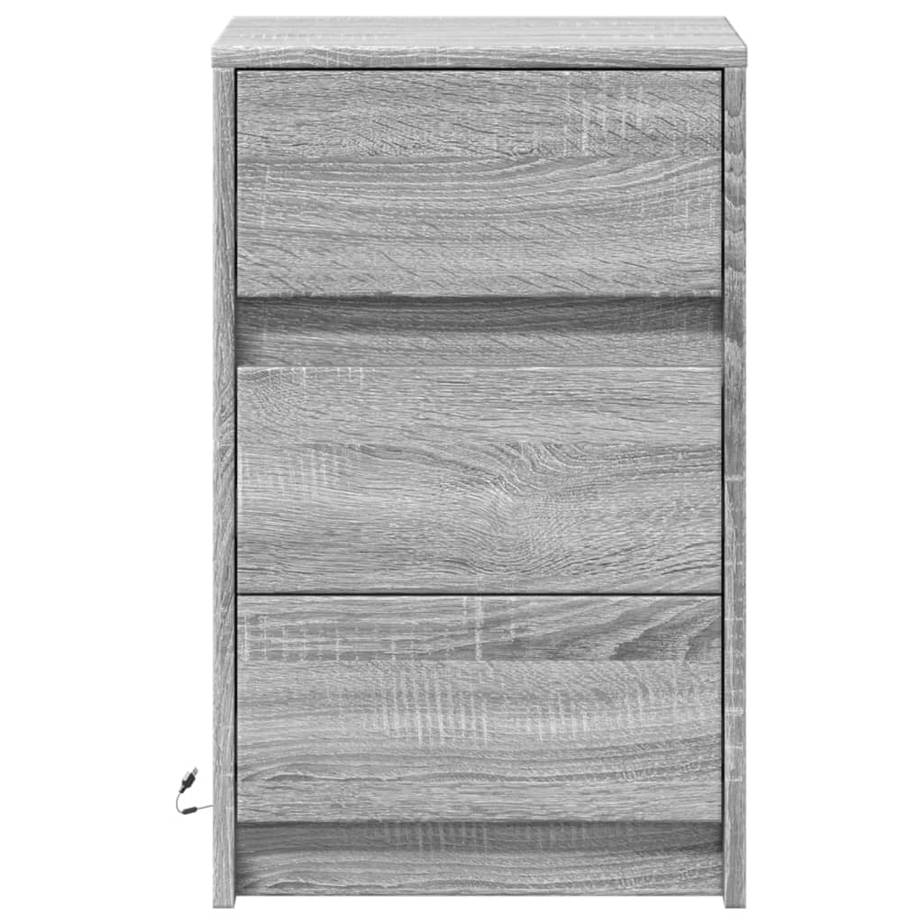 vidaXL Bedside Cabinet with LED Lights Grey Sonoma Engineered Wood 6