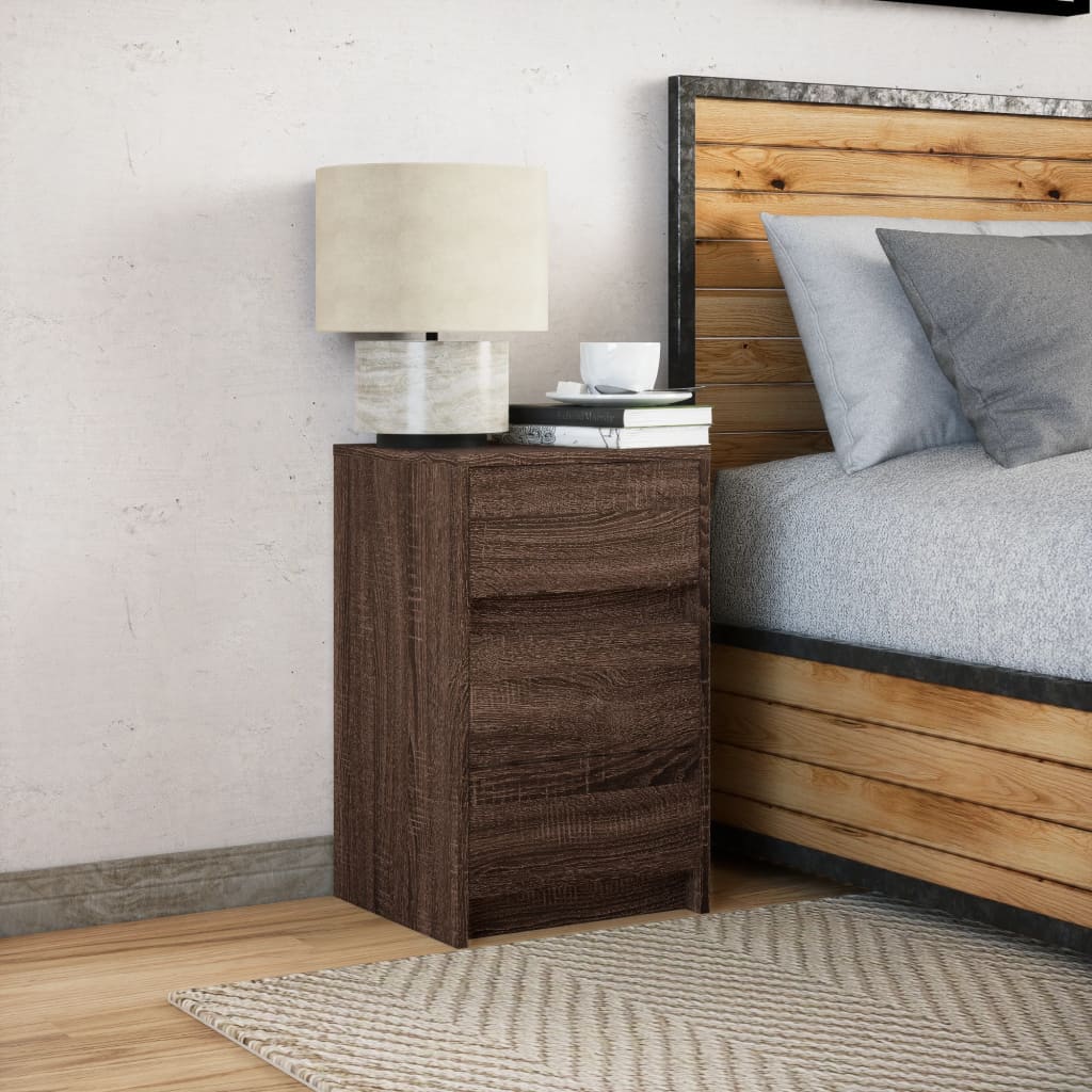 vidaXL Bedside Cabinet with LED Lights Brown Oak Engineered Wood 4