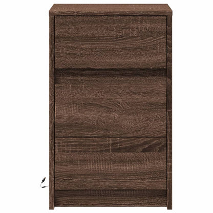 vidaXL Bedside Cabinet with LED Lights Brown Oak Engineered Wood 6