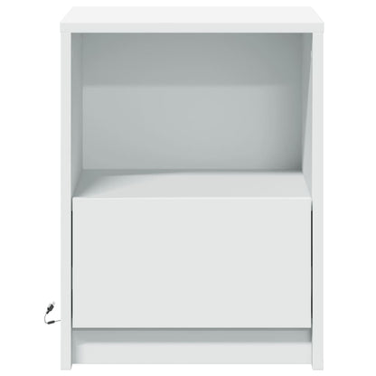 vidaXL Bedside Cabinets with LED Lights 2 pcs White Engineered Wood 6