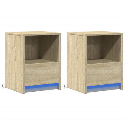 vidaXL Bedside Cabinets with LED Lights 2 pcs Sonoma Oak Engineered Wood 3