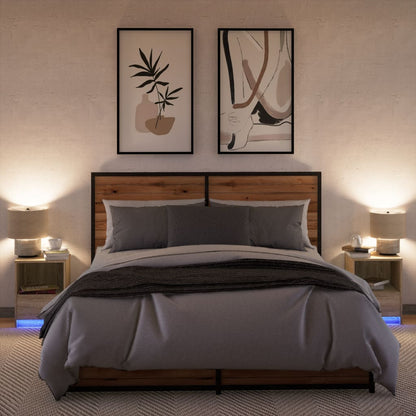 vidaXL Bedside Cabinets with LED Lights 2 pcs Sonoma Oak Engineered Wood 5
