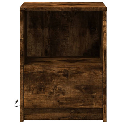 vidaXL Bedside Cabinets with LED Lights 2 pcs Smoked Oak Engineered Wood 6