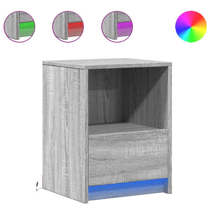 vidaXL Bedside Cabinets with LED Lights 2 pcs Grey Sonoma Engineered Wood 2