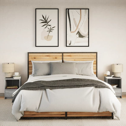 vidaXL Bedside Cabinets with LED Lights 2 pcs Grey Sonoma Engineered Wood 4