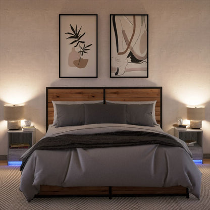 vidaXL Bedside Cabinets with LED Lights 2 pcs Grey Sonoma Engineered Wood 5