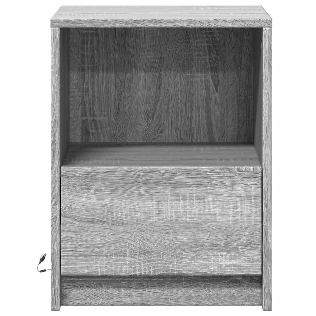 vidaXL Bedside Cabinets with LED Lights 2 pcs Grey Sonoma Engineered Wood 6