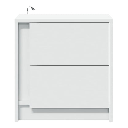 Bedside Cabinet with LED Lights Engineered Wood White 2