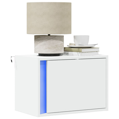 vidaXL Wall-mounted Bedside Cabinets with LED Lights 2 pcs White 1