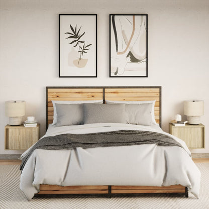 vidaXL Wall-mounted Bedside Cabinets with LED Lights 2 pcs Sonoma Oak 4