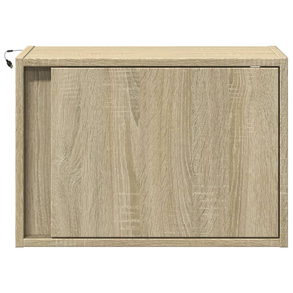 vidaXL Wall-mounted Bedside Cabinets with LED Lights 2 pcs Sonoma Oak 6