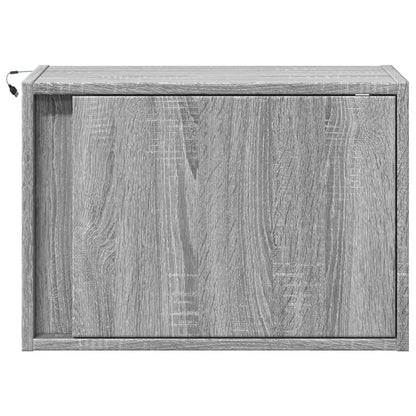 vidaXL Wall-mounted Bedside Cabinets with LED Lights 2 pcs Grey Sonoma 6