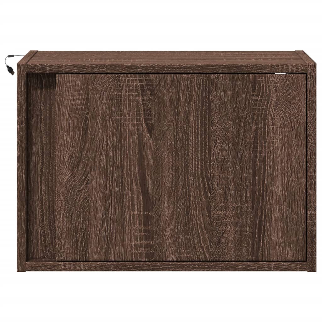 vidaXL Wall-mounted Bedside Cabinets with LED Lights 2 pcs Brown Oak 6