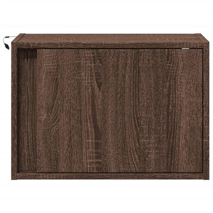 vidaXL Wall-mounted Bedside Cabinets with LED Lights 2 pcs Brown Oak 6